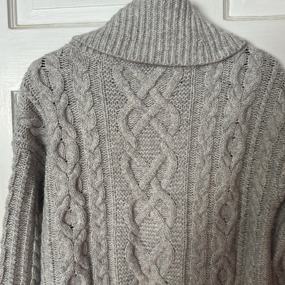 Loft Women's Small Gray Long Sleeve Cable Knit Turtleneck Pullover Sweater - Picture 7 of 9